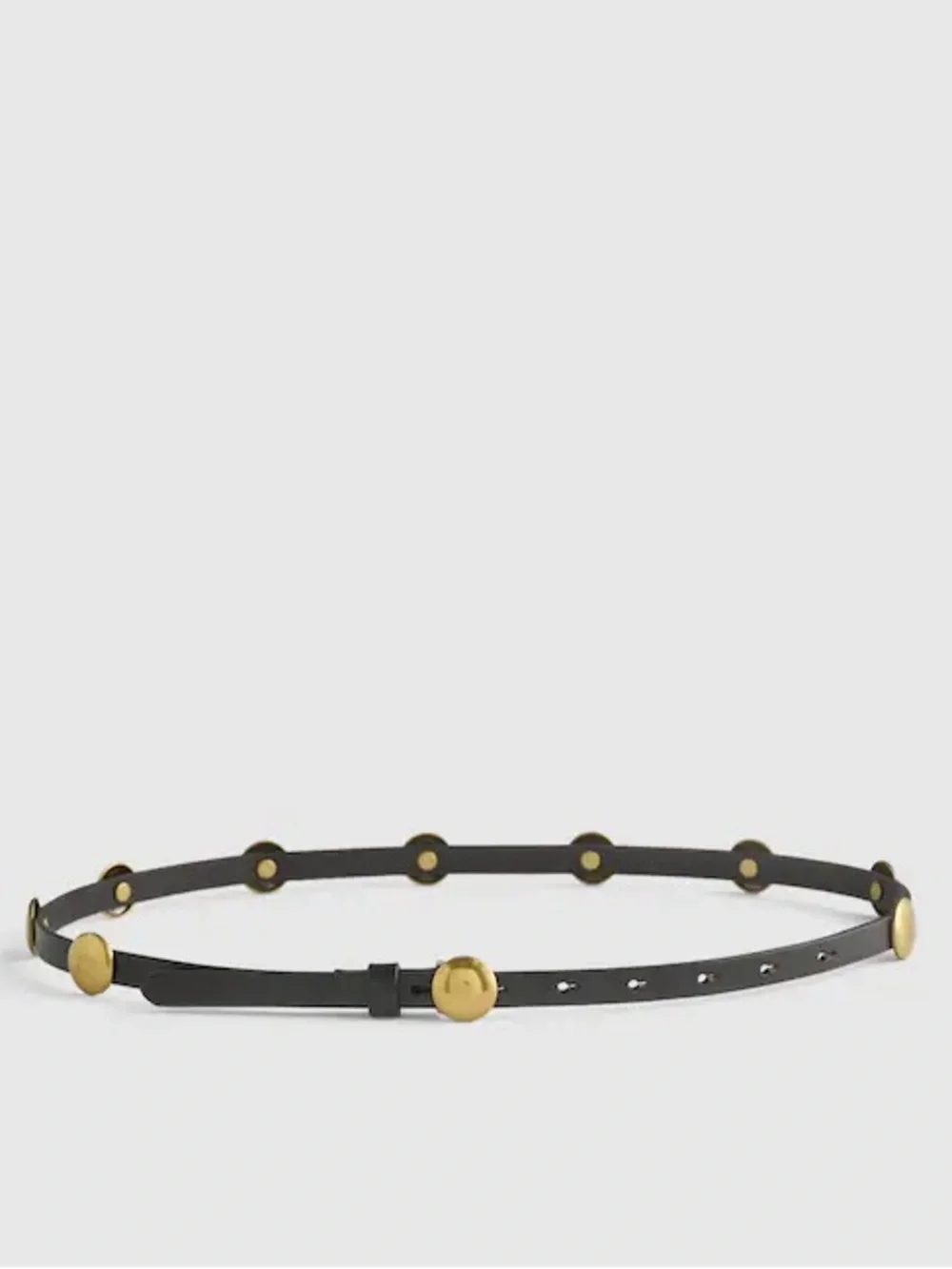 Madewell Dome-Studded Skinny Belt in Leather True Black Size Medium NWT New - Picture 1 of 8